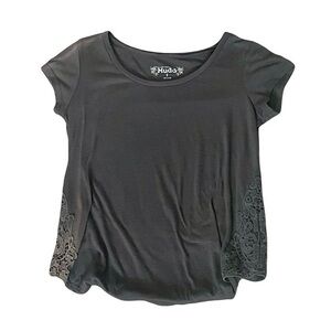 Mudd Black Short Sleeve Scoop Neck Top with Side Lace READ DESC BEFORE BUYING